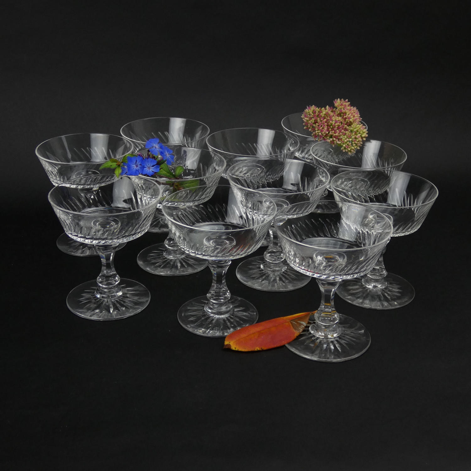 Set of Crystal Champagne Coupes