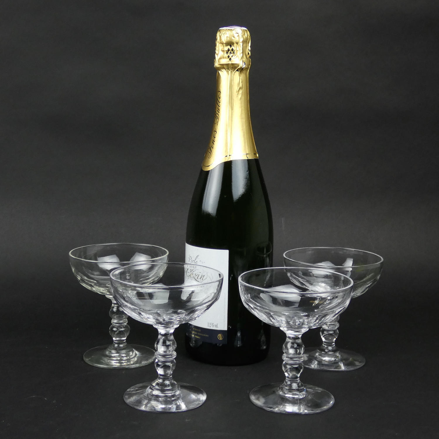 4 crystal Champagne Coupes