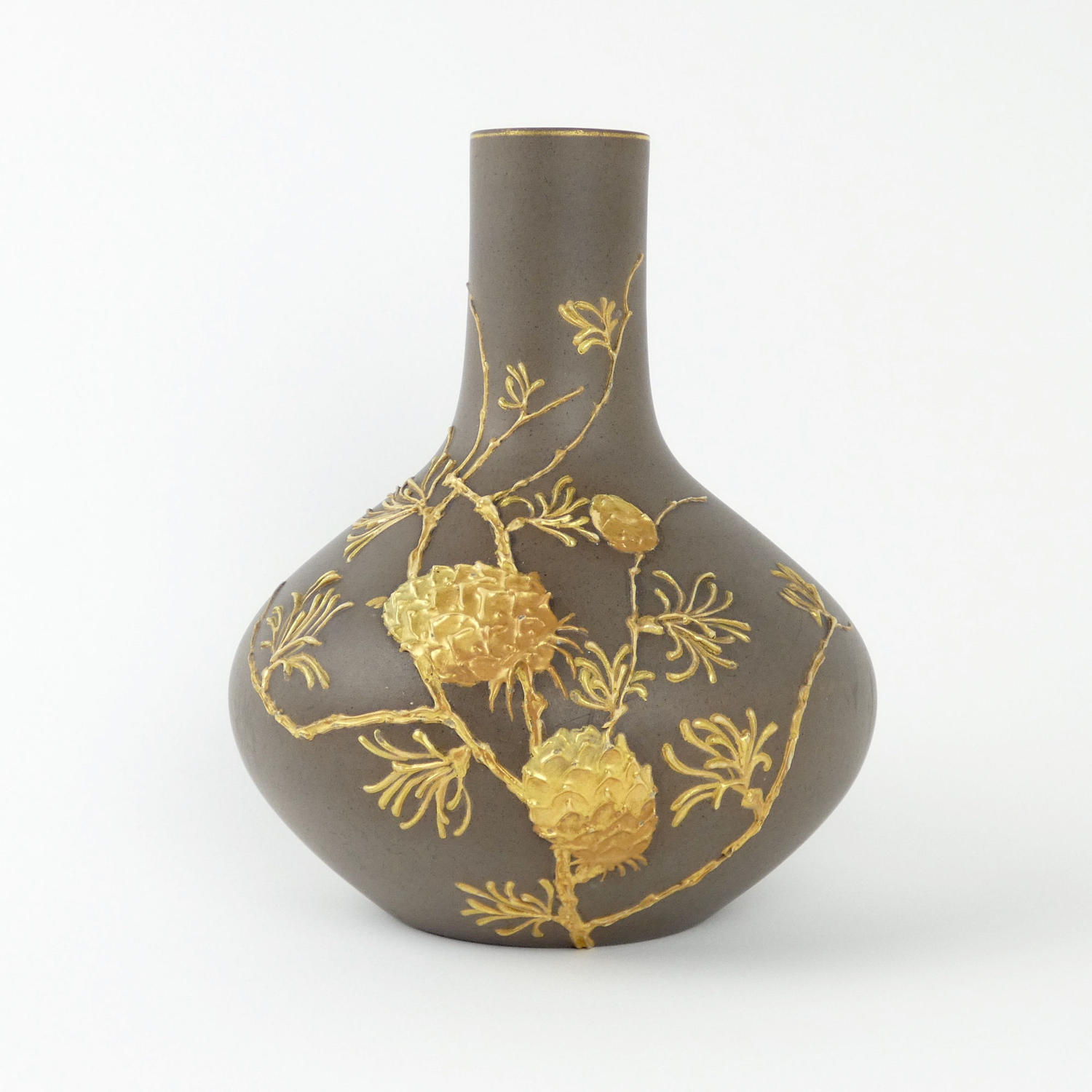 Rare Gilded Stoneware Vase