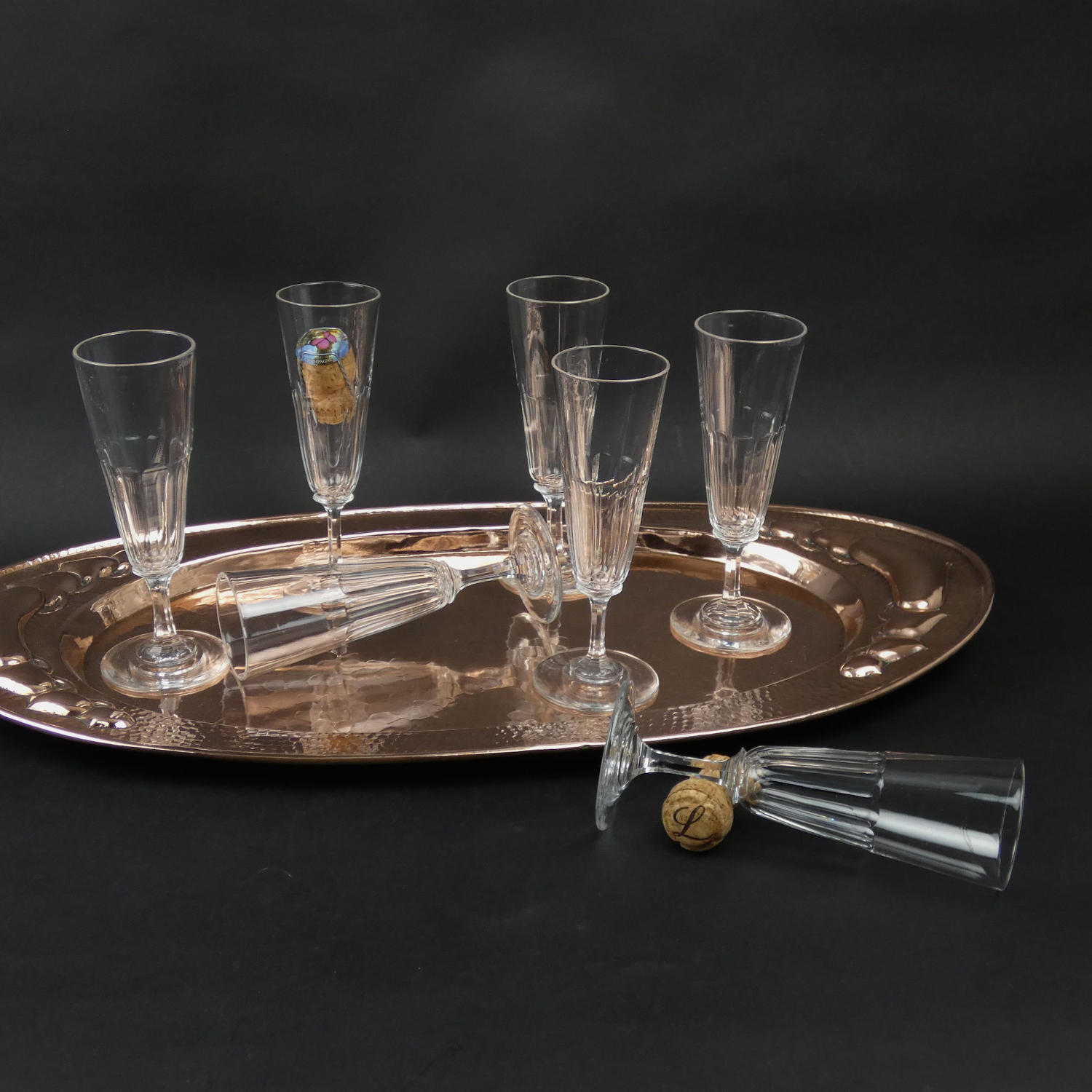 1920's crystal champagne flutes