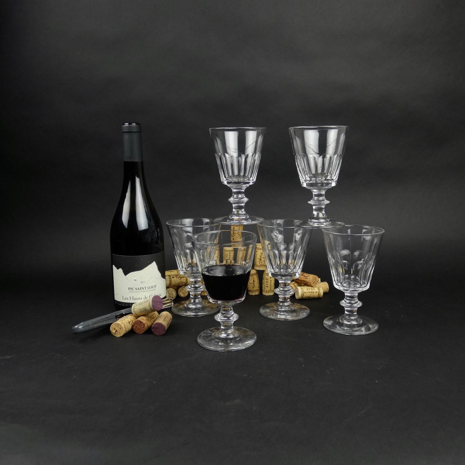 6 French crystal wine glasses