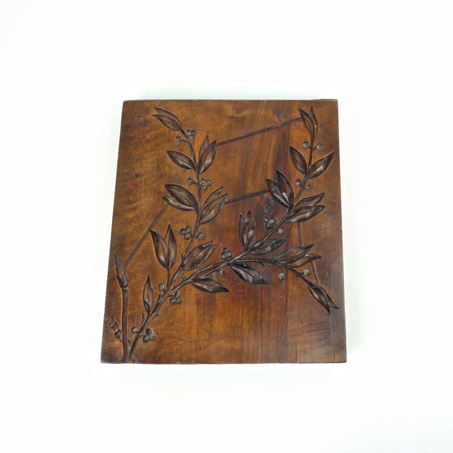 Gesso mould carved with laurel.