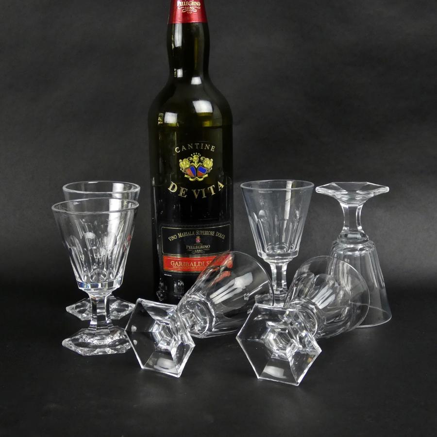 Set of French crystal port glasses