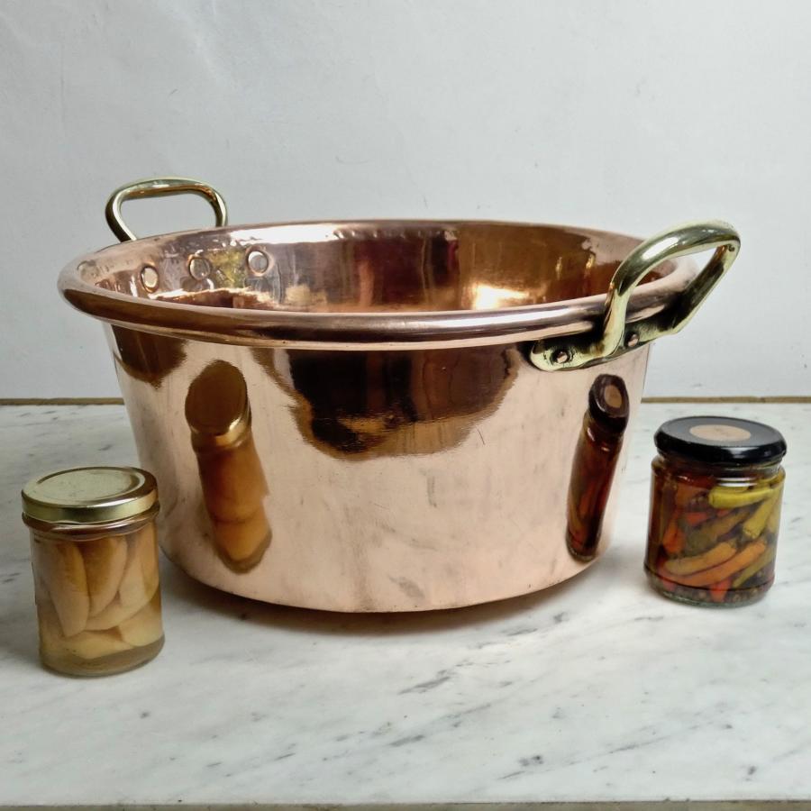 Deep, French copper preserve pan