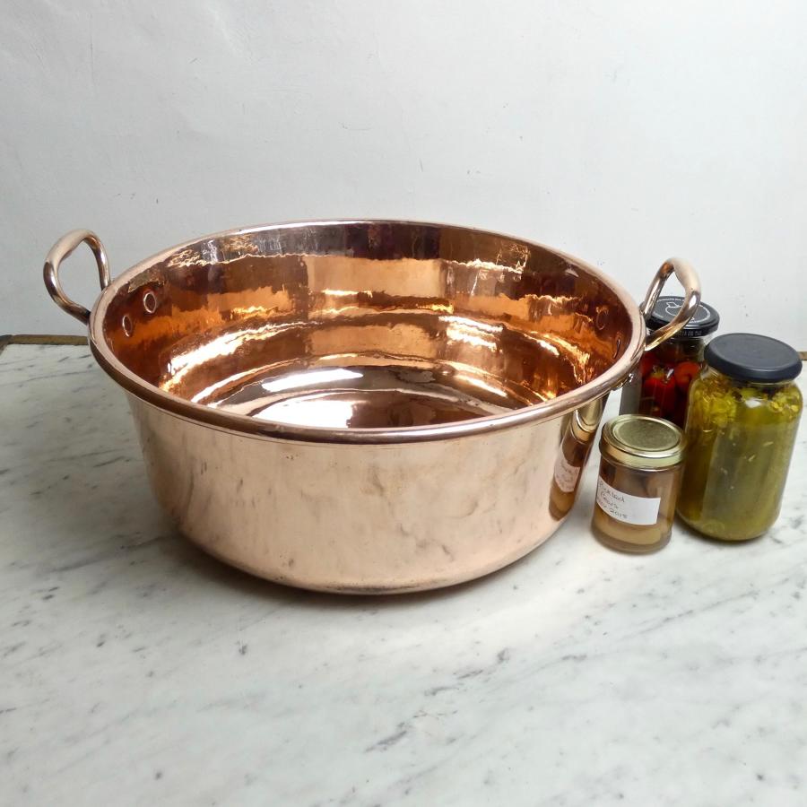 Large, French copper preserve pan