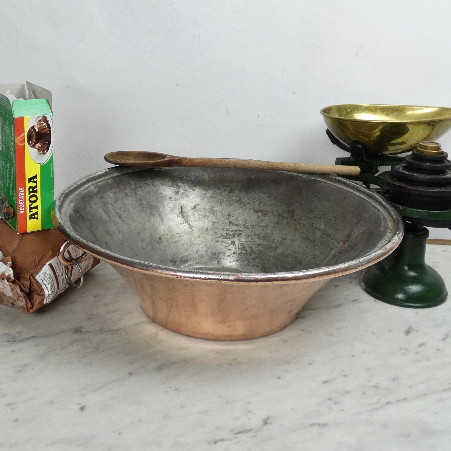 French copper mixing bowl