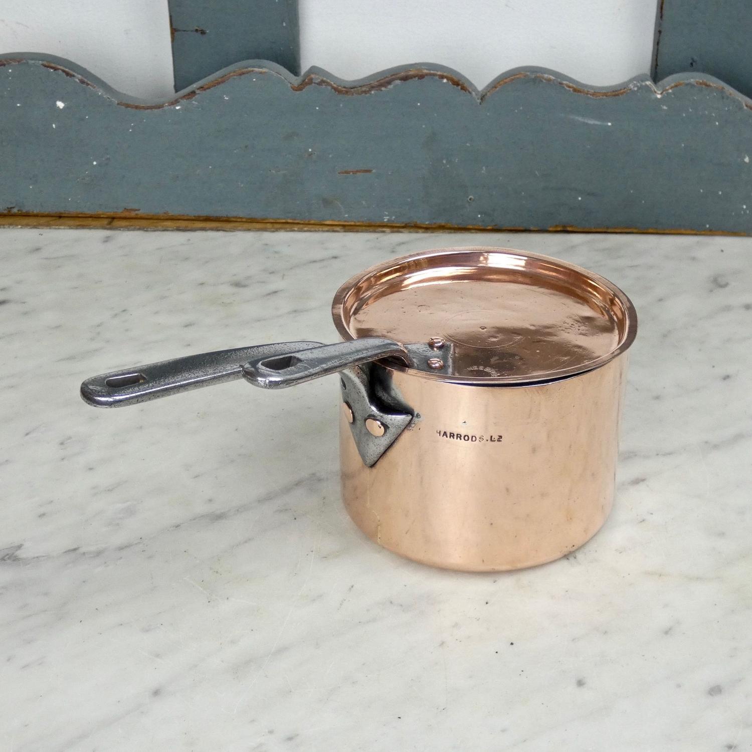 Small, English copper saucepan