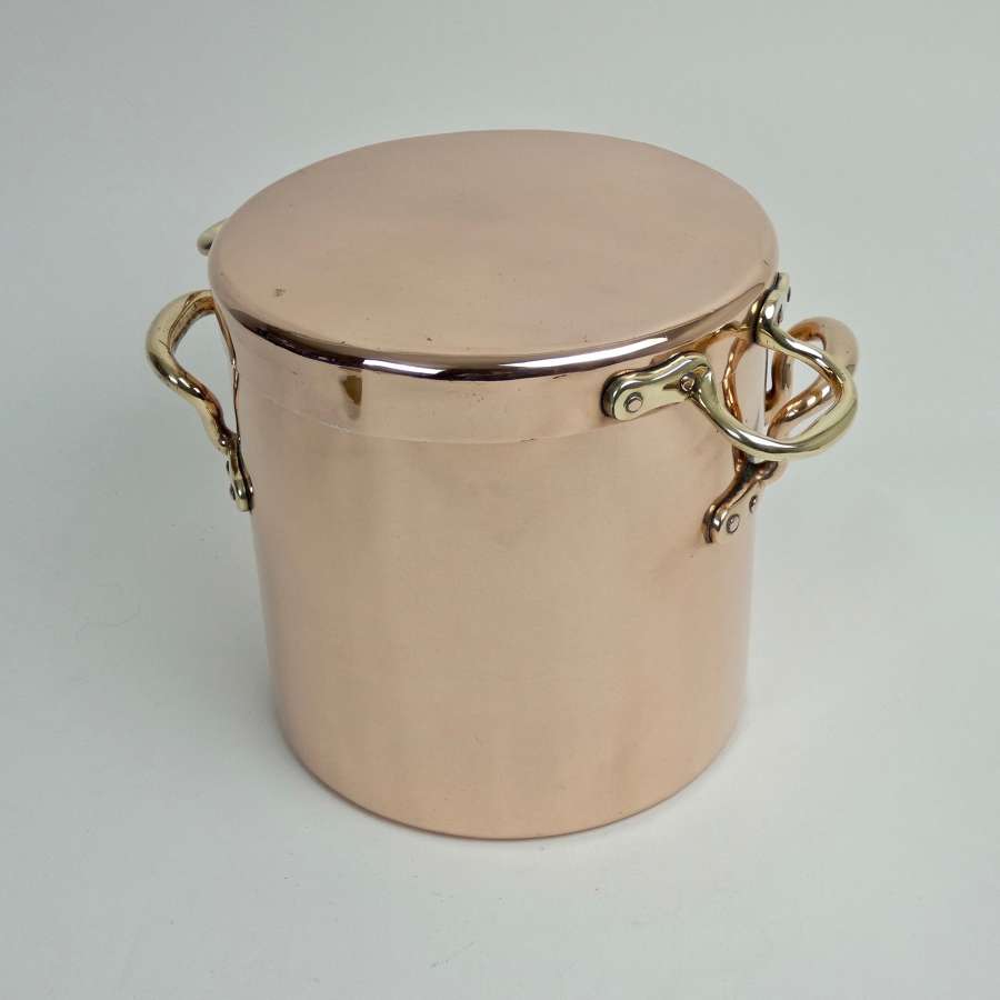 English copper stockpot with sauté lid