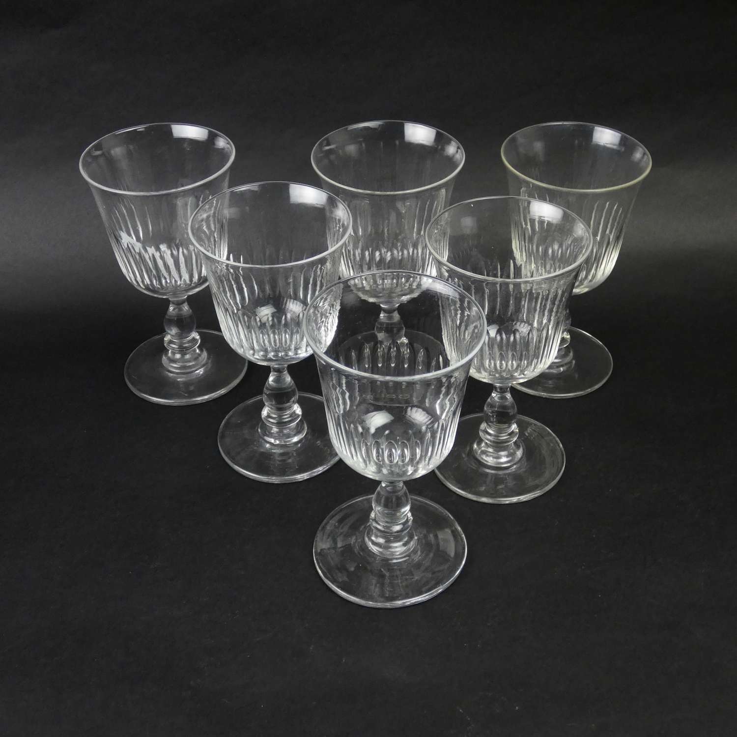 6 crystal wine glasses with baluster stems