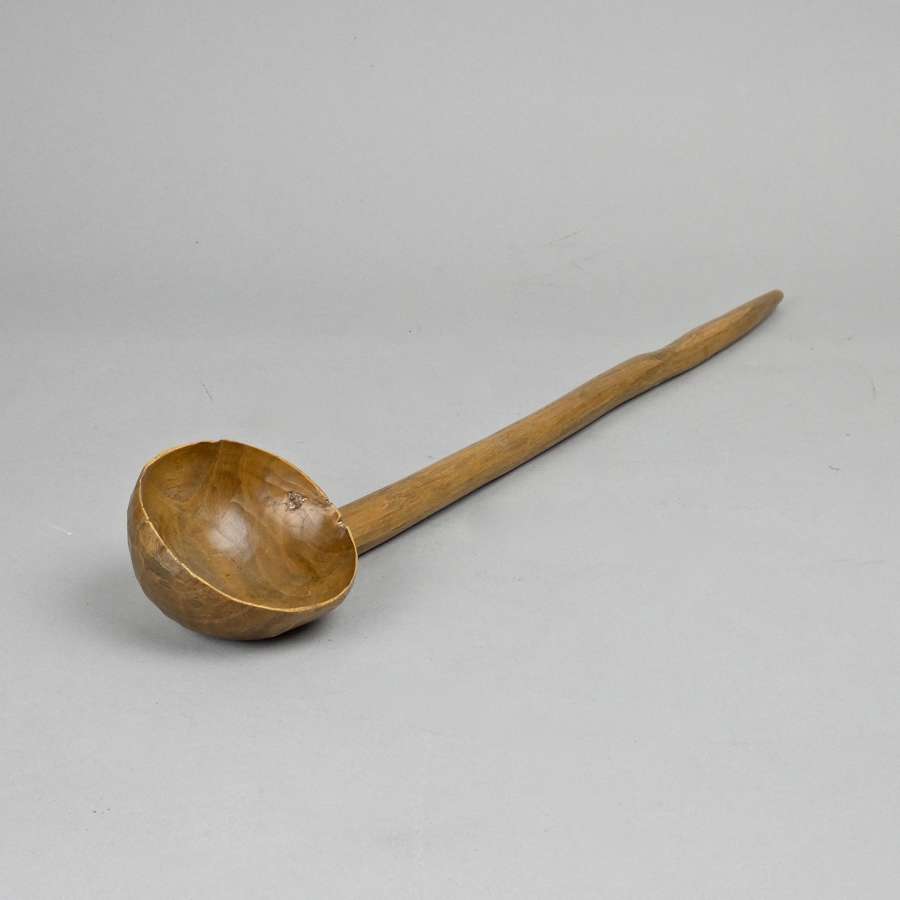 Long handled, wooden spoon