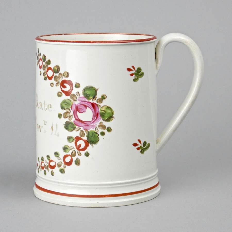 Named & dated, pearlware mug