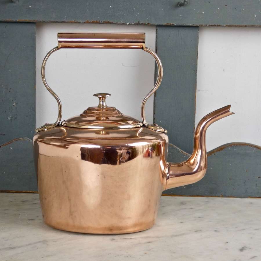 Oval, Victorian copper kettle