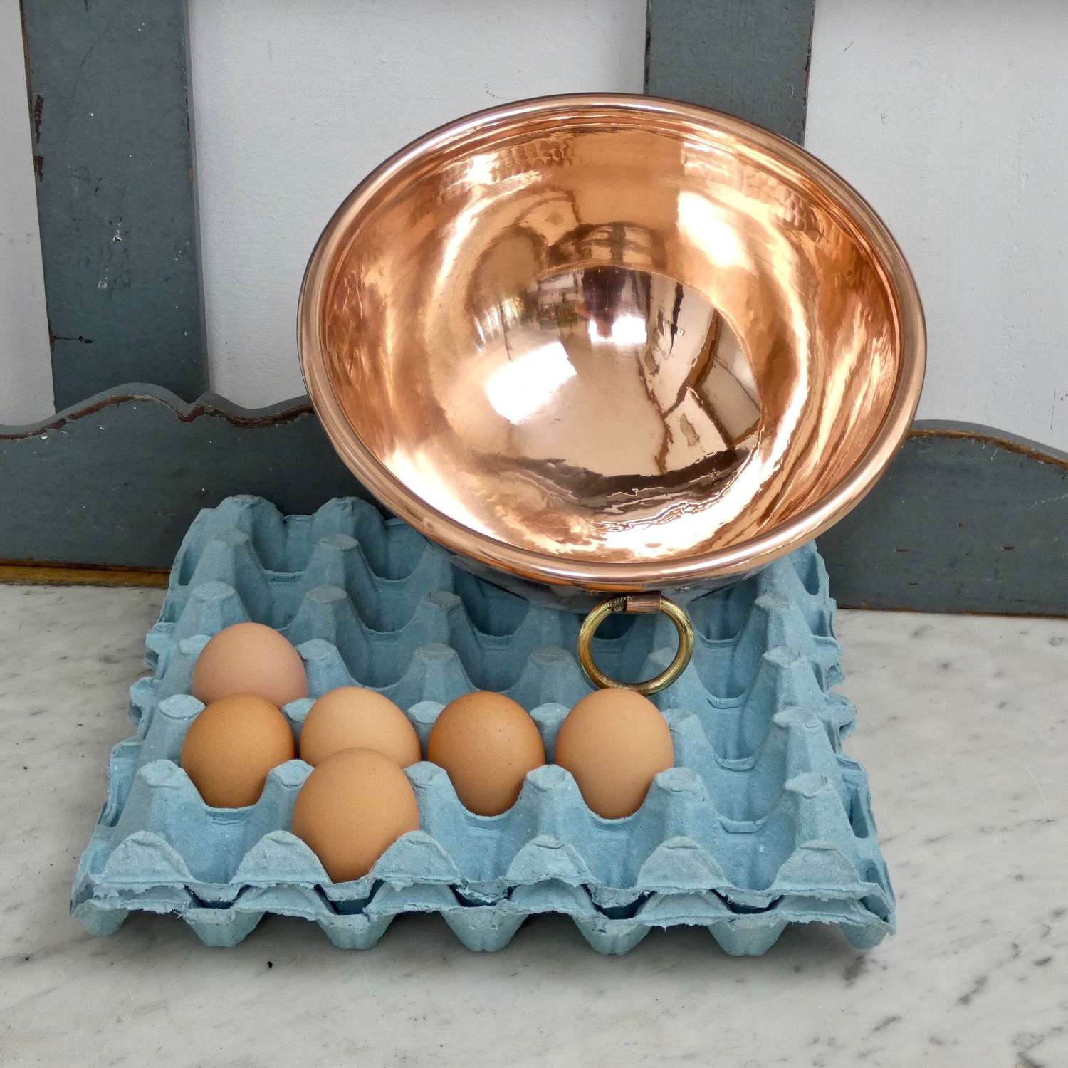 Small, copper egg bowl