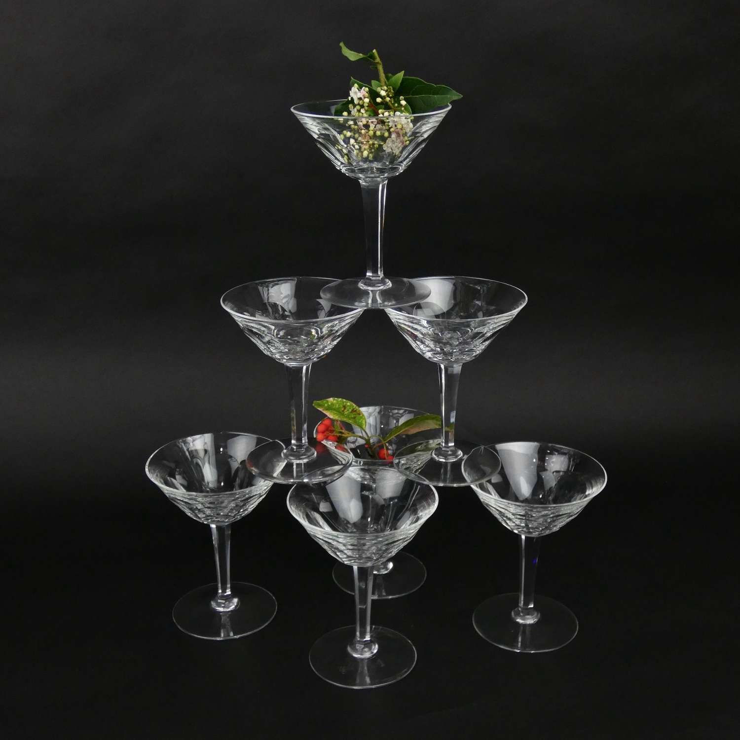 Val St. Lambert crystal Champagne coupes