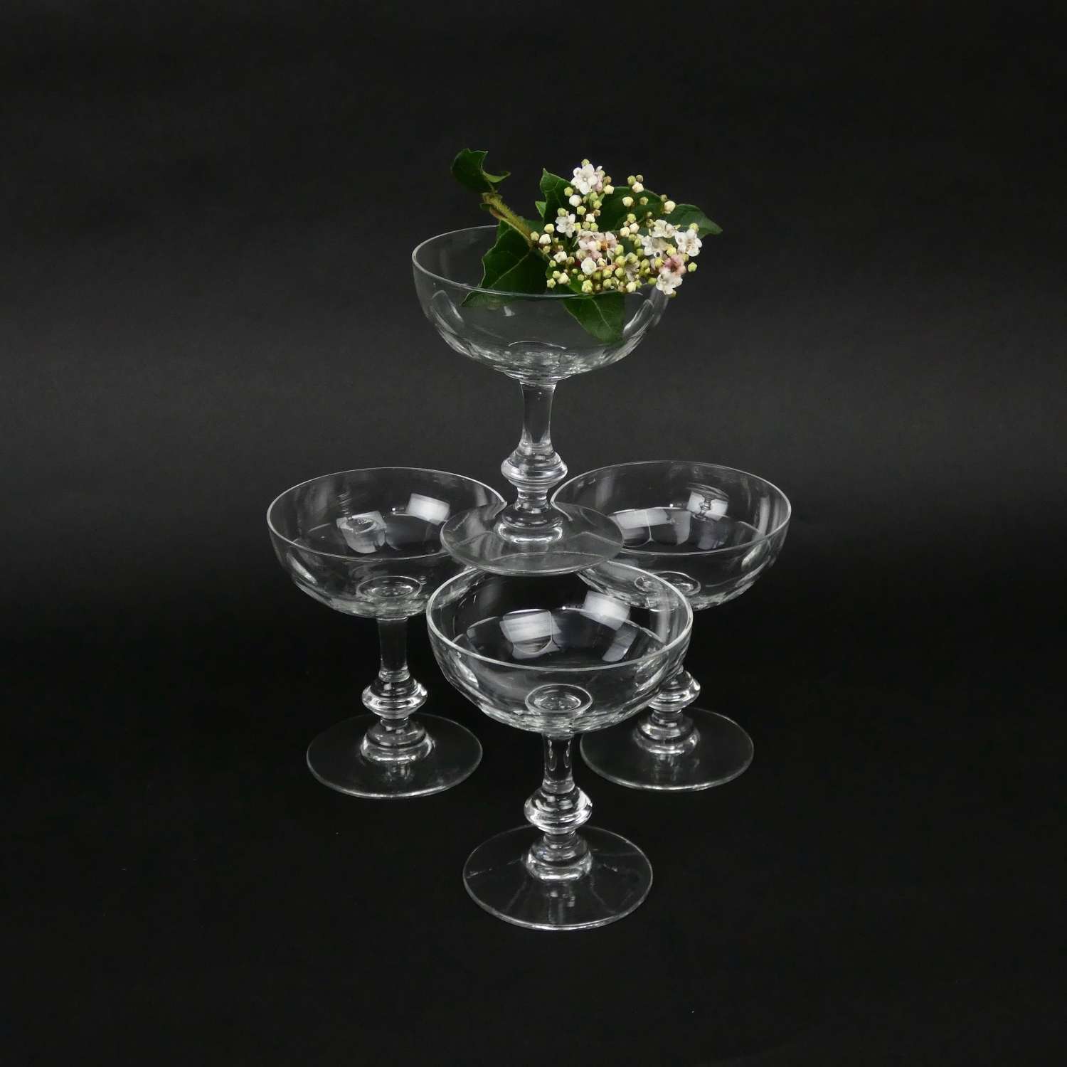 4 Crystal champagne coupes