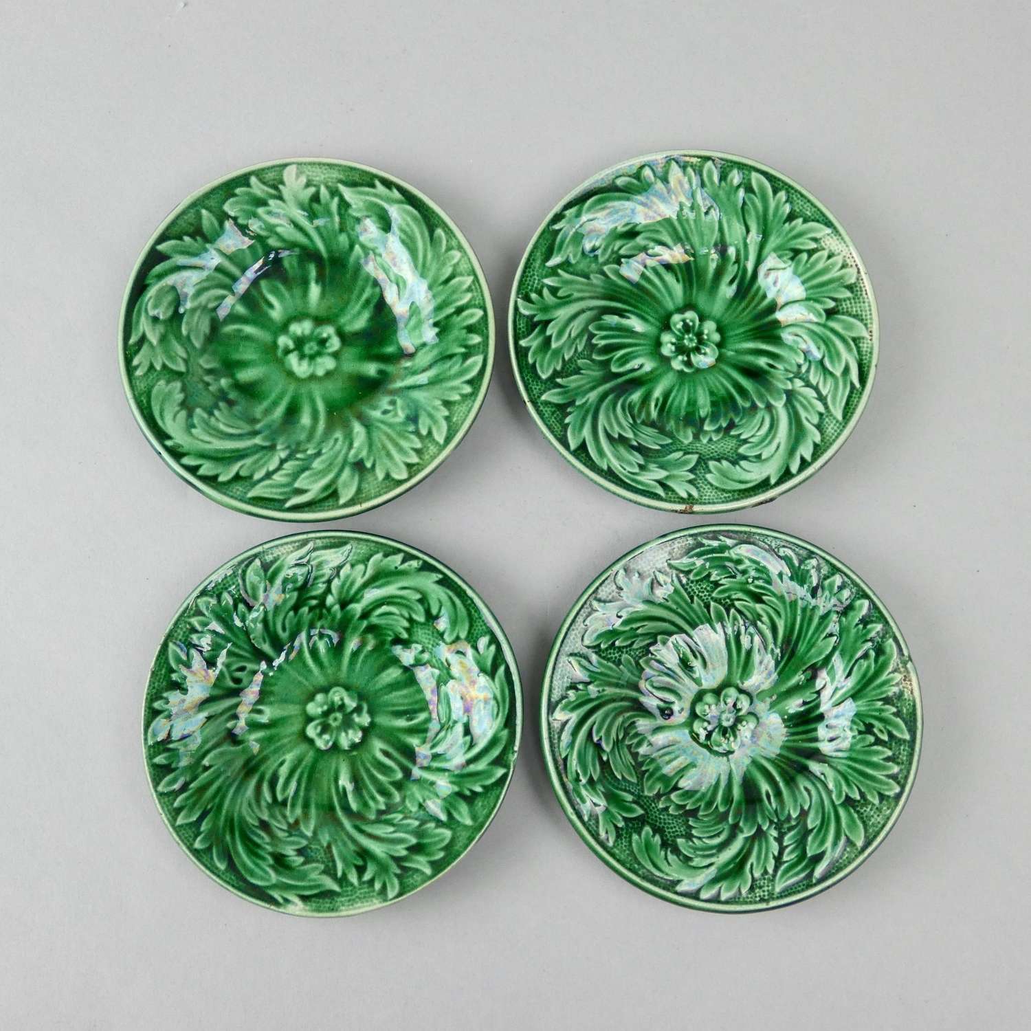 Miniature green glaze plates