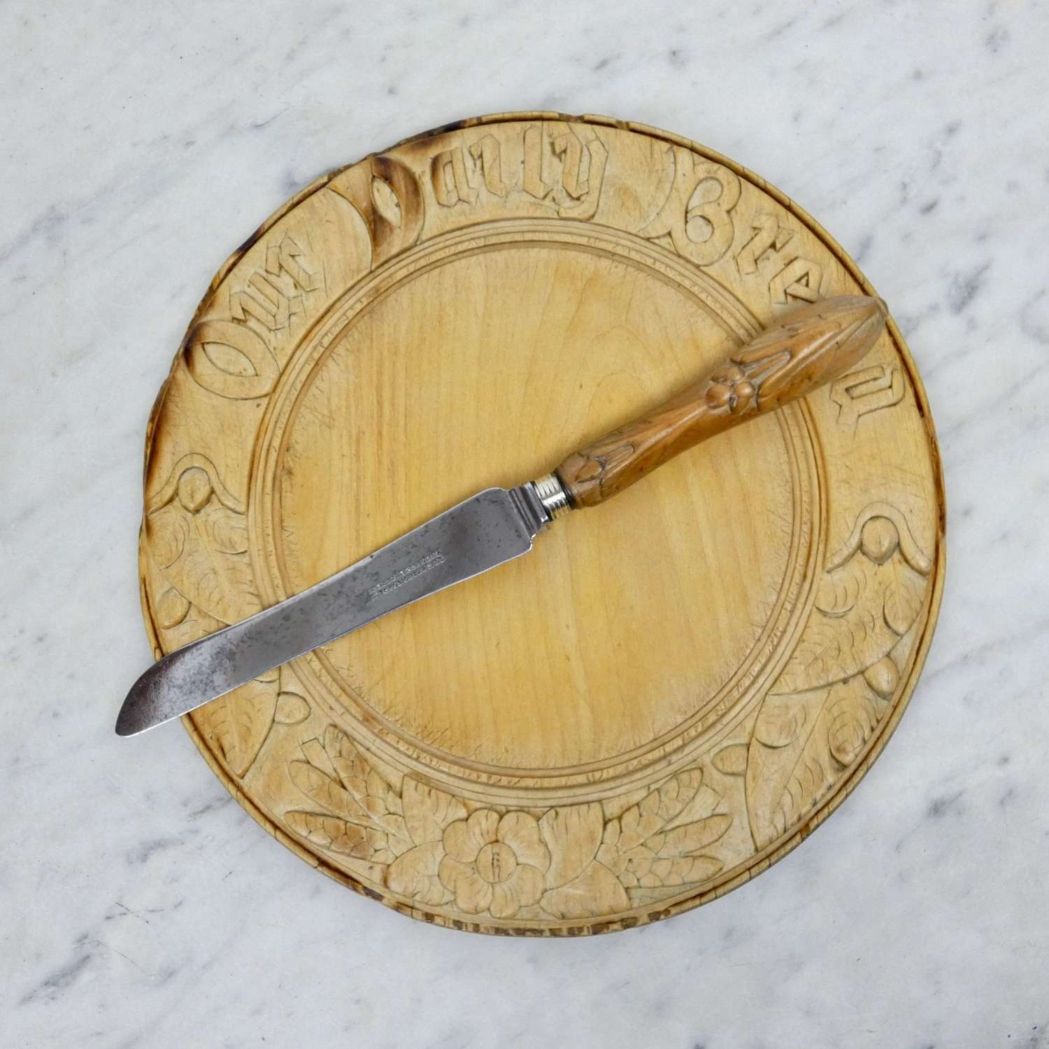 Carved wooden bread knife