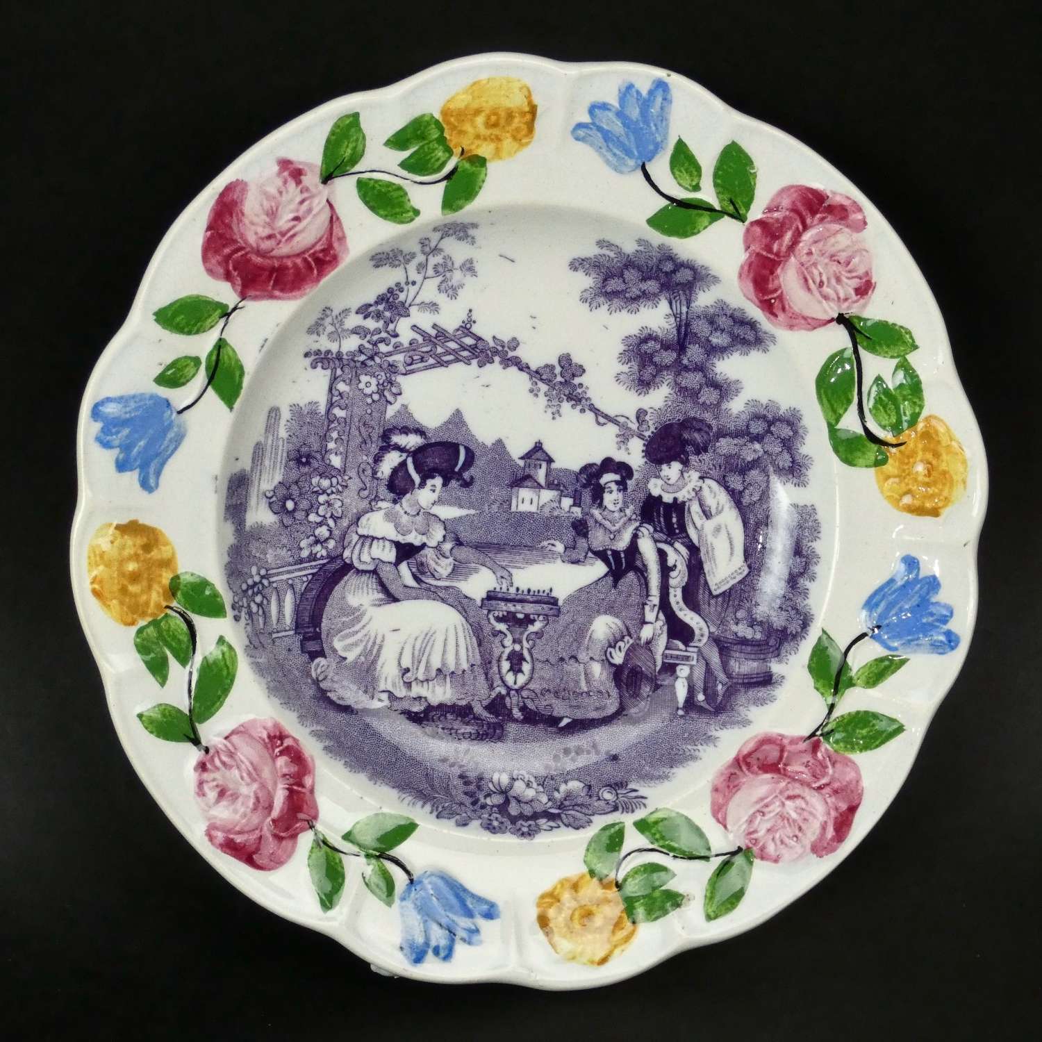 Child's plate with mauve transfer print