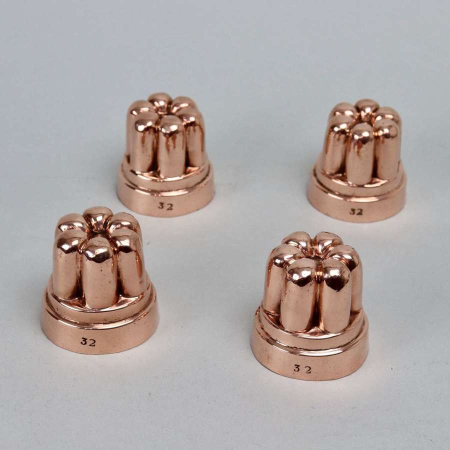Miniature, fluted, copper moulds