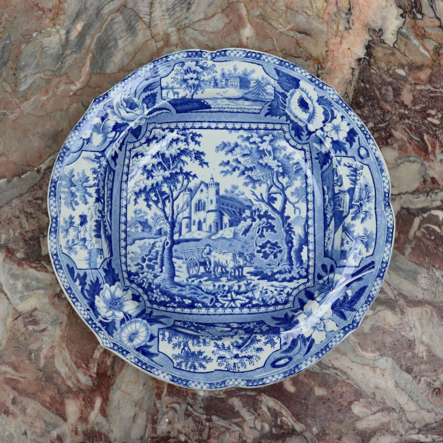 Blue Transfer Printed Soup Plate