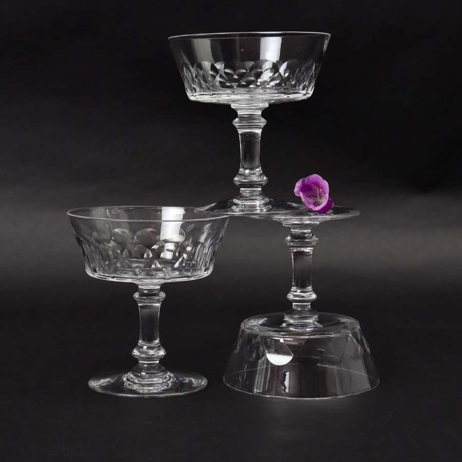 3 Crystal Champagne Coupes