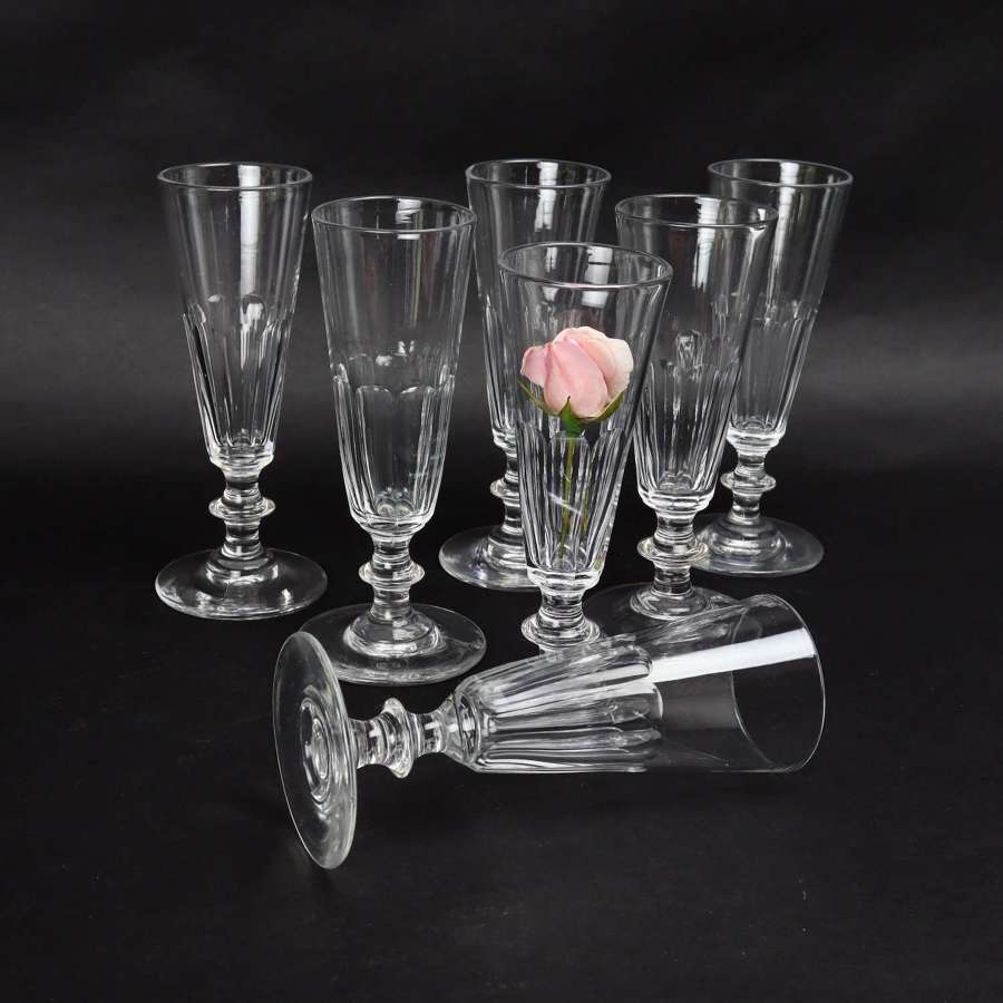 19th Century Crystal Champagne Flutes