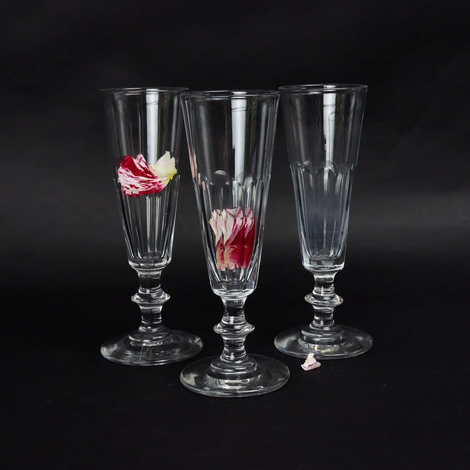 3 Crystal Champagne Flutes