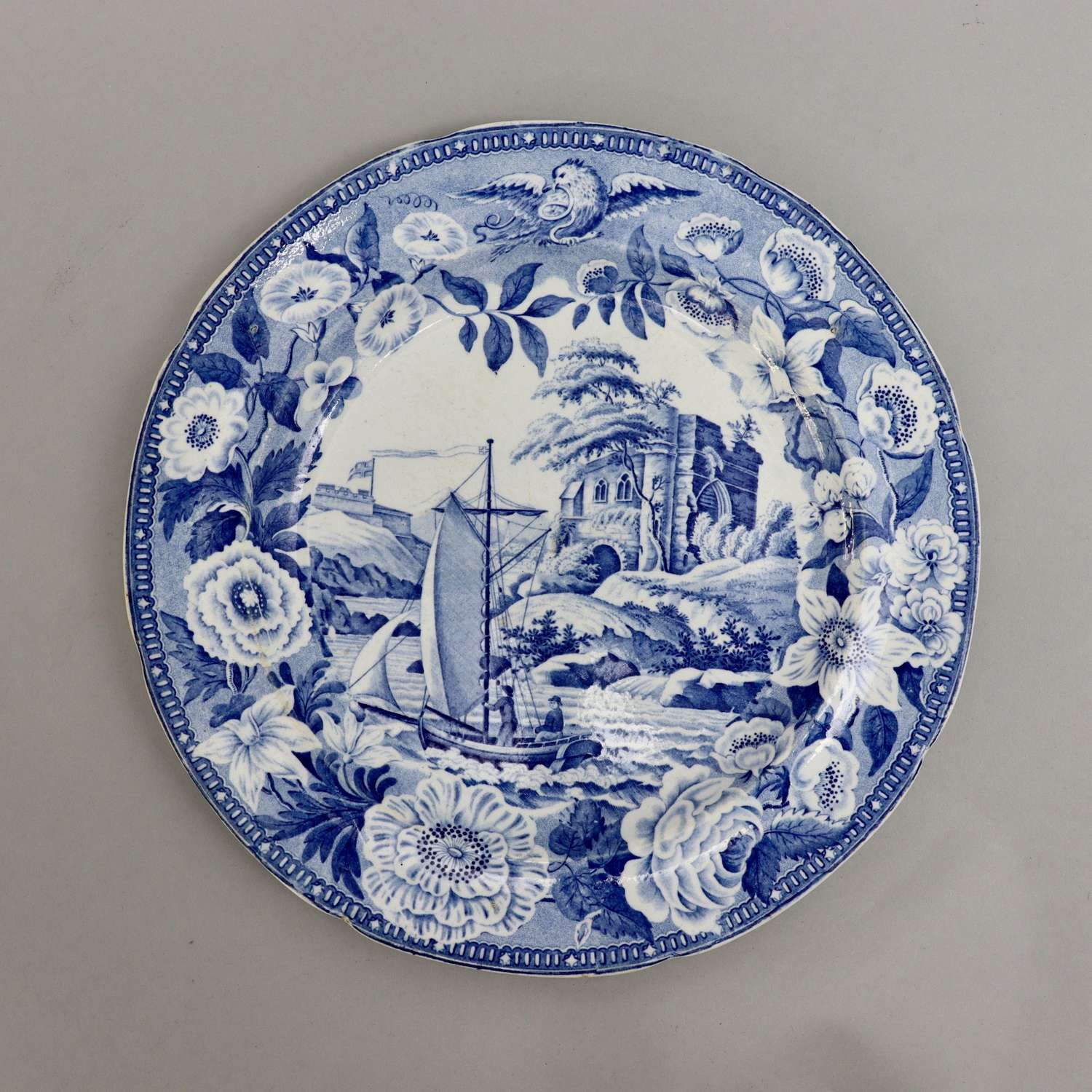 Blue transfer printed plate