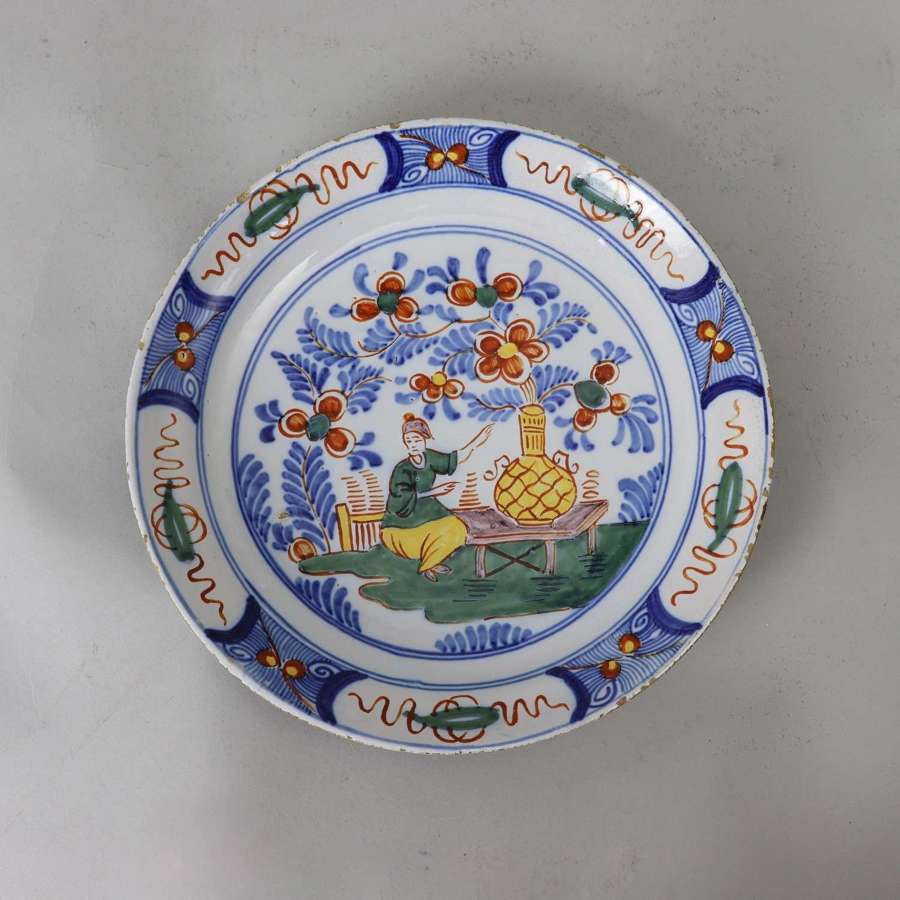Dutch Delft Plate with Chinese Figure