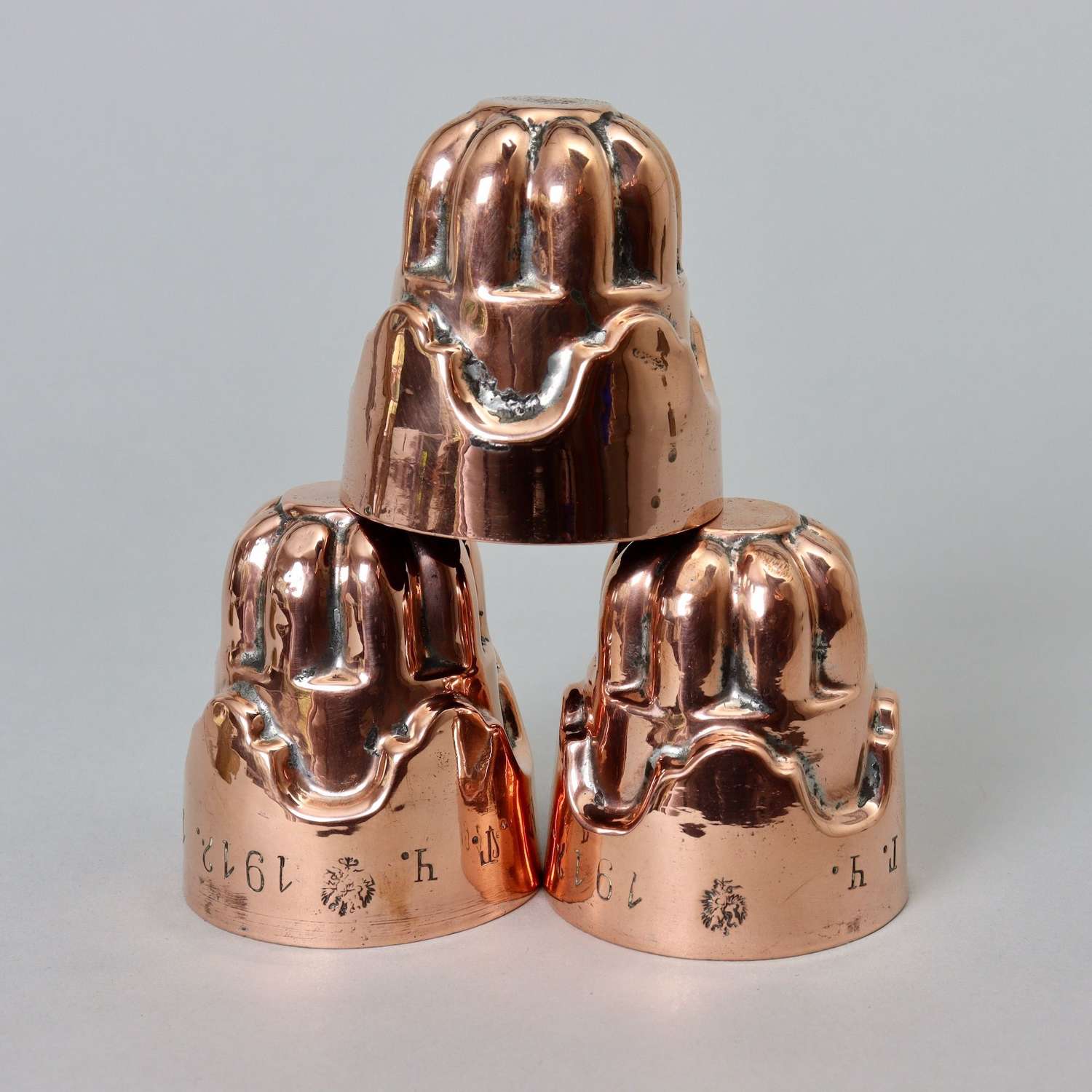 Three Miniature Copper Moulds