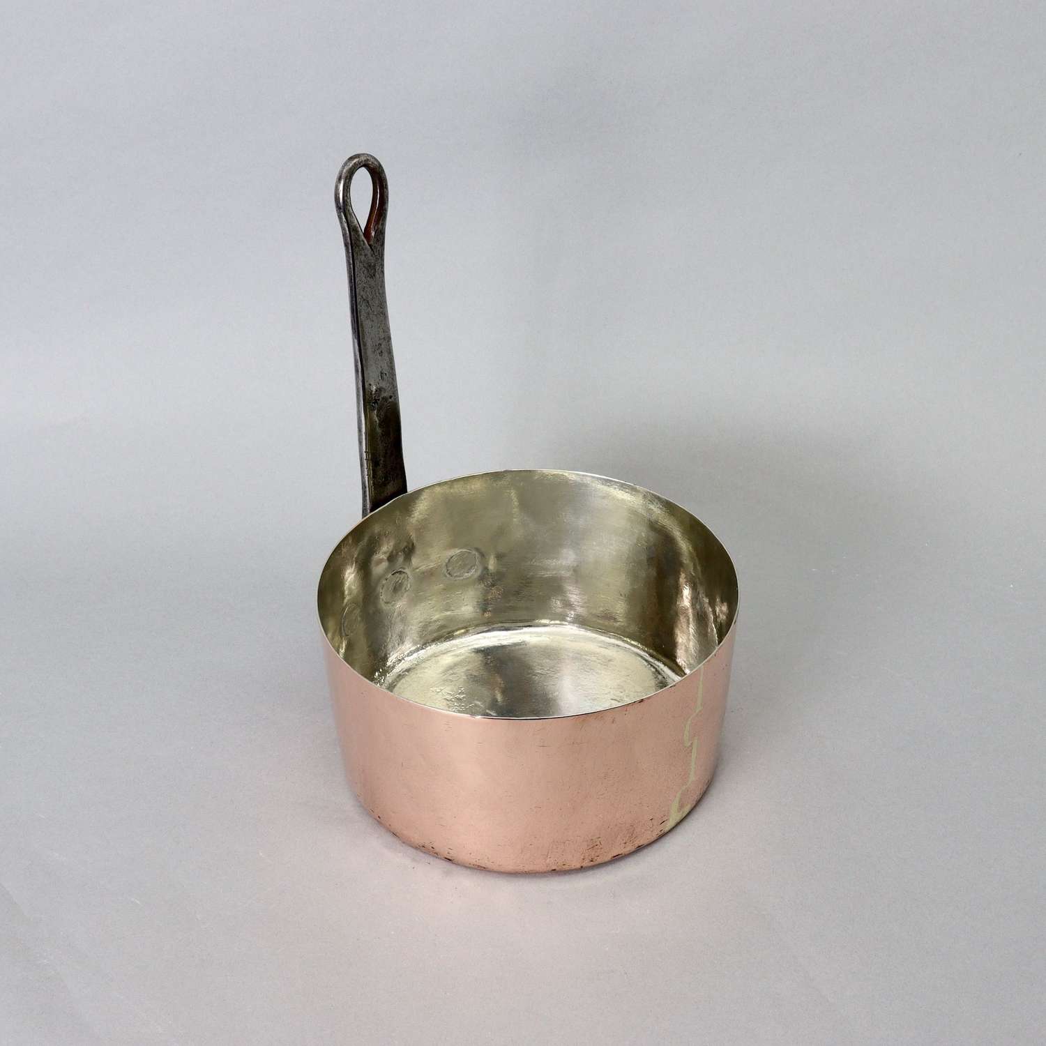 Unusual Copper Pan with Vertical Handle