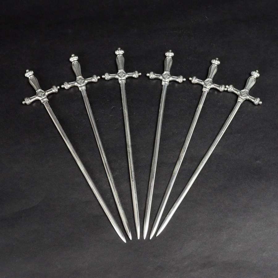 Six Silver Plated Skewers