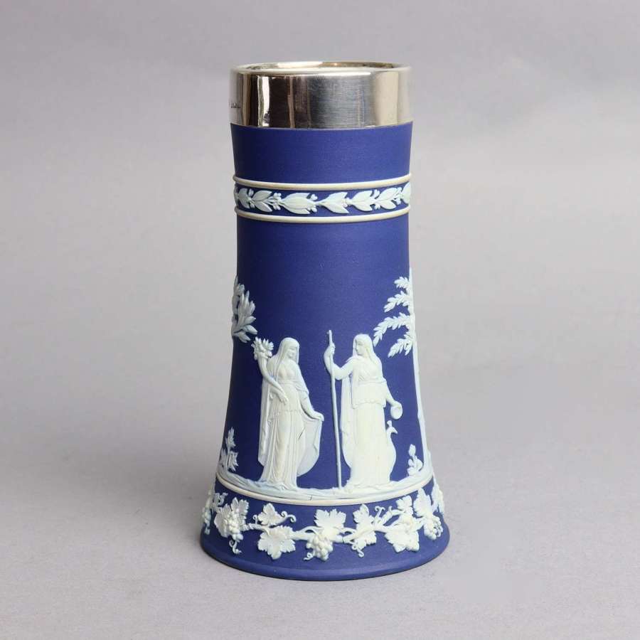 Wedgwood Vase with Silver Rim