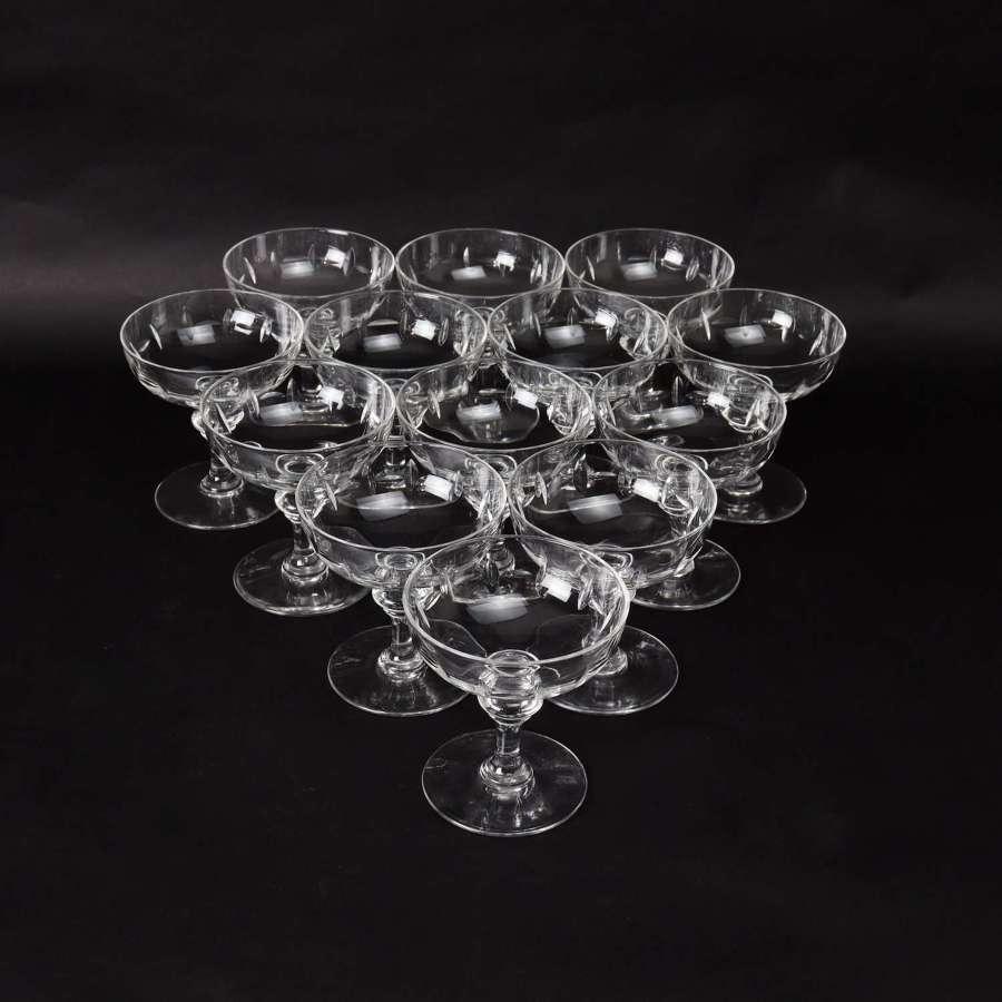 Set of 13 Crystal Champagne Coupes