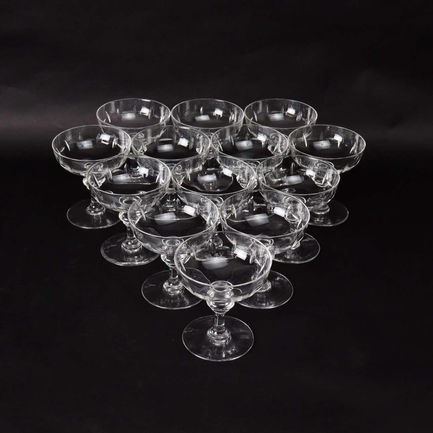 Set of 13 Crystal Champagne Coupes