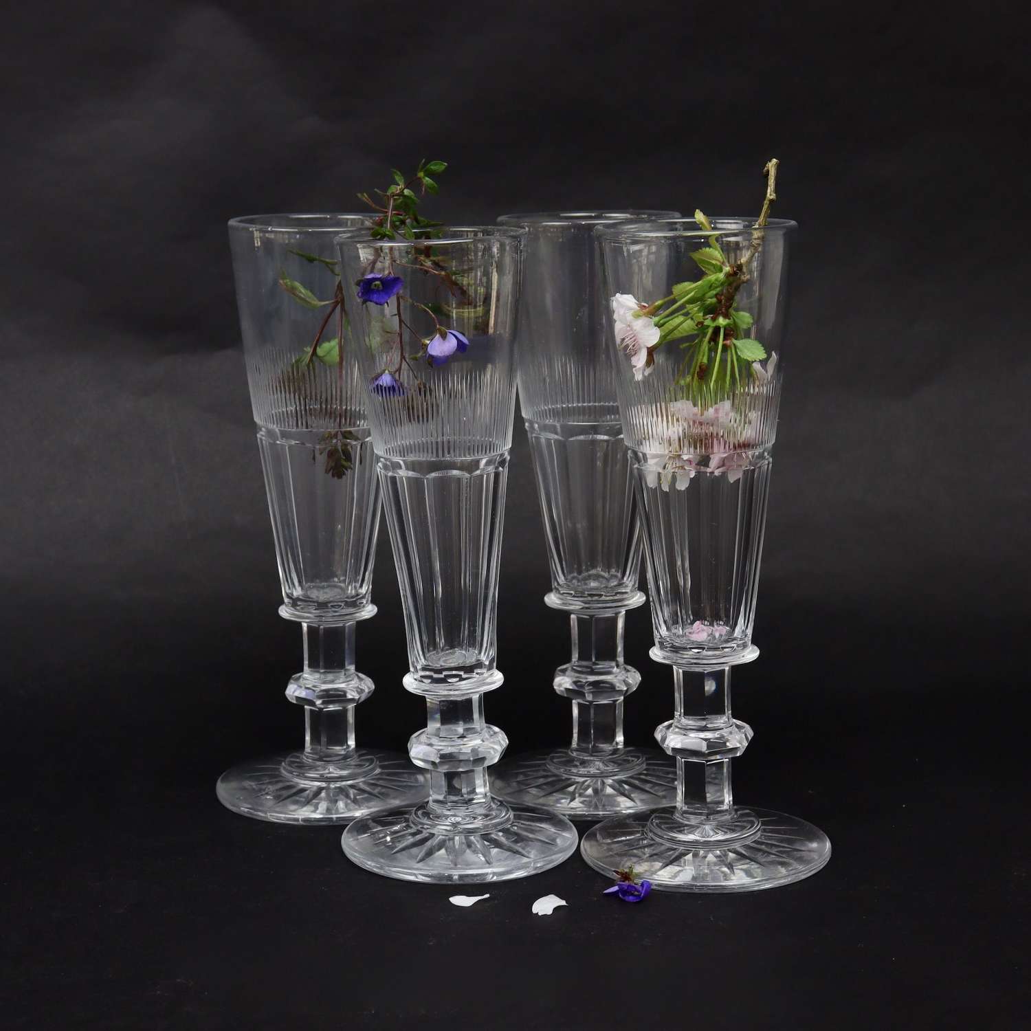 Mid 19th century Baccarat champagne flutes