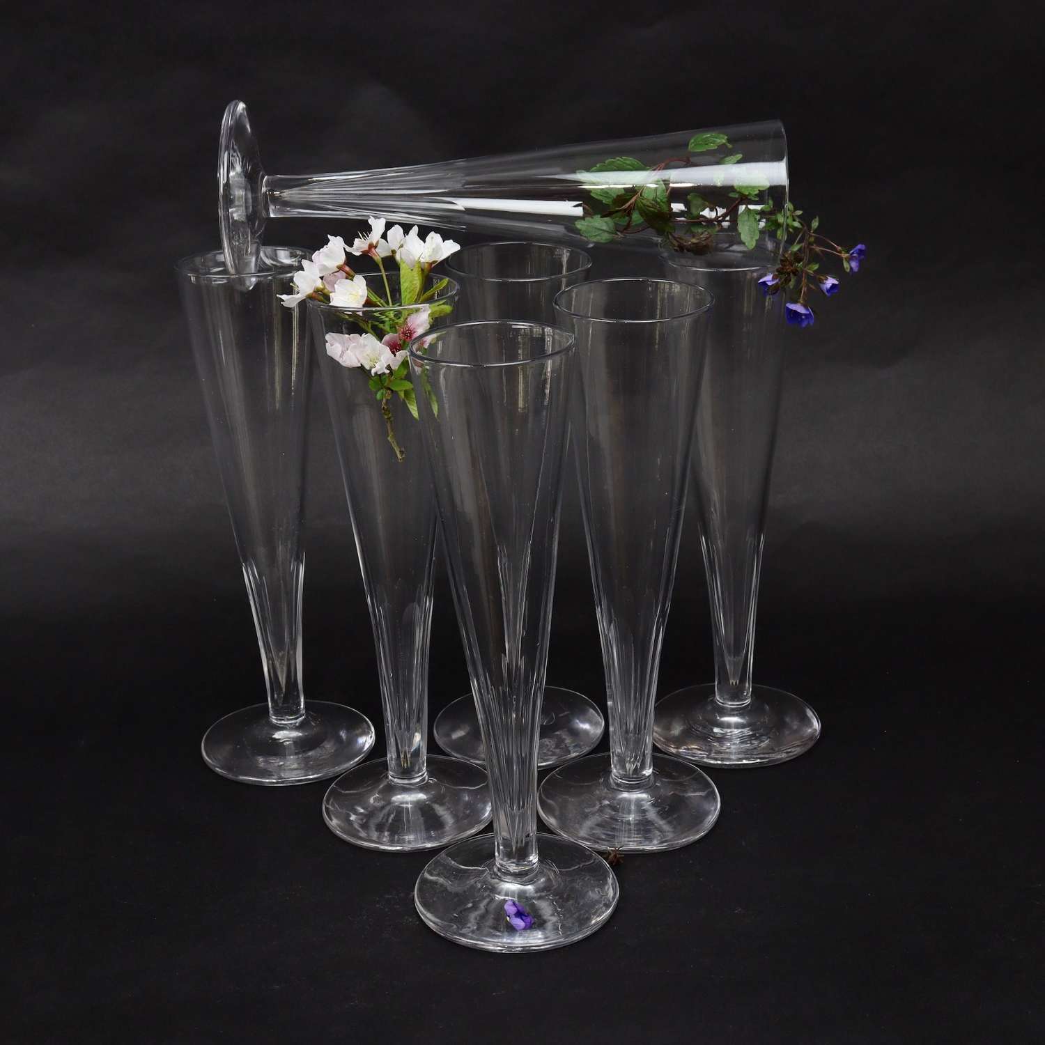 Set of 18th century crystal champagne flutes