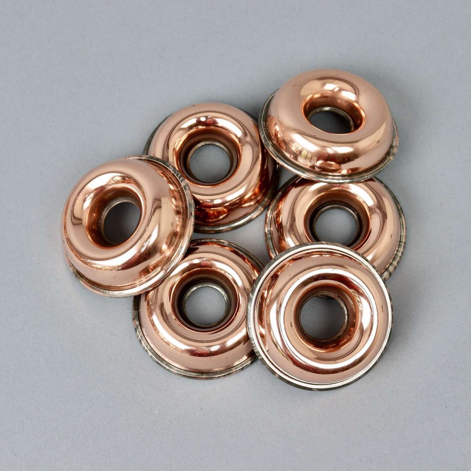 Set of 6, Mini Copper Savarin Moulds