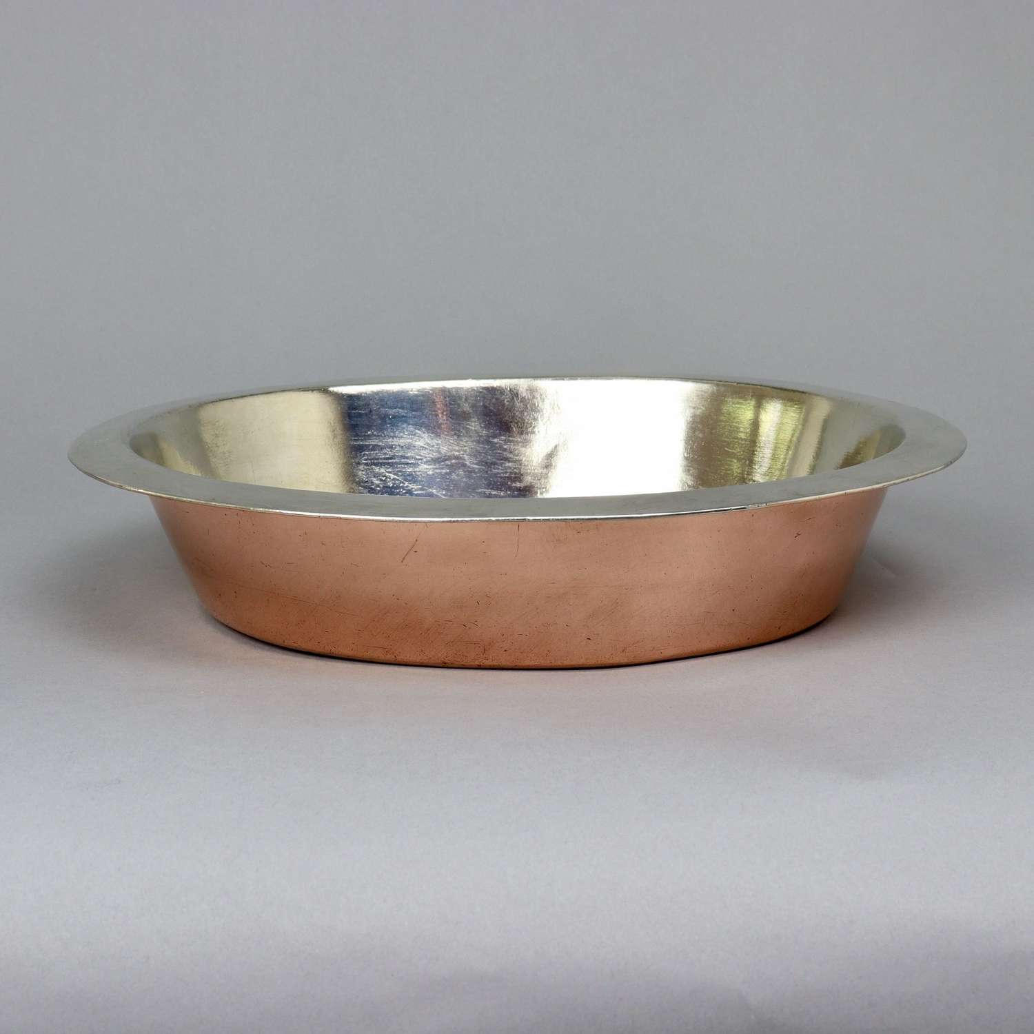 Large, Oval, Copper Flat Rimmed Pie Dish