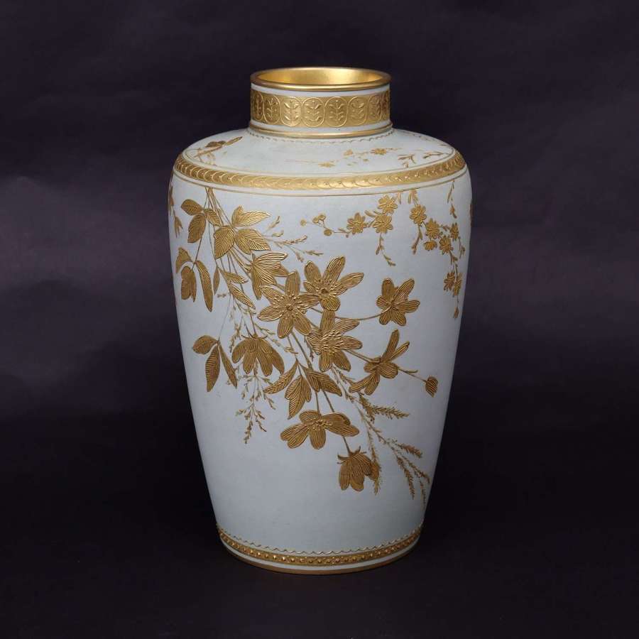 Rare, Wedgwood, Gilded Stoneware Vase
