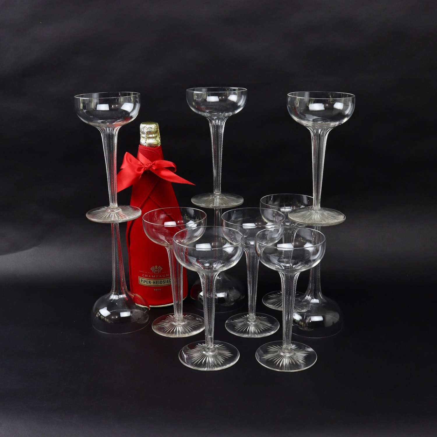 Fabulous, 19th Century, Crystal, Hollow Stem, Champagne Coupes
