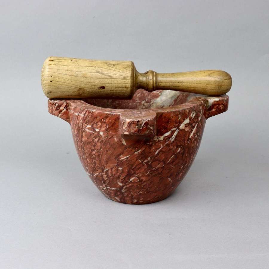 Beautiful Red Marble Mortar with Ash Pestle