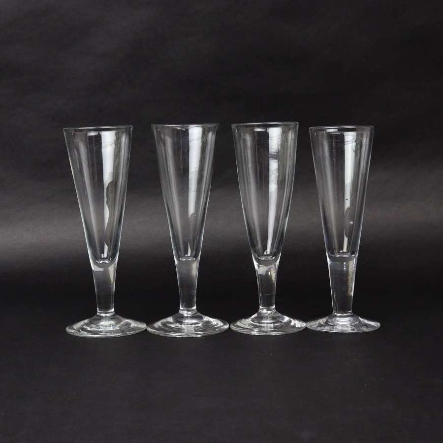 Four, Heavy, Crystal Champagne Flutes