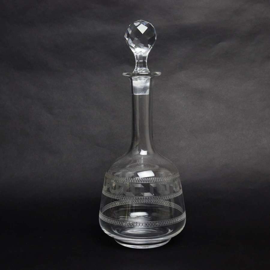 Crystal Decanter with Key Cut Engraving