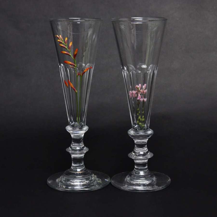 Pair of French Crystal Champagne Flutes