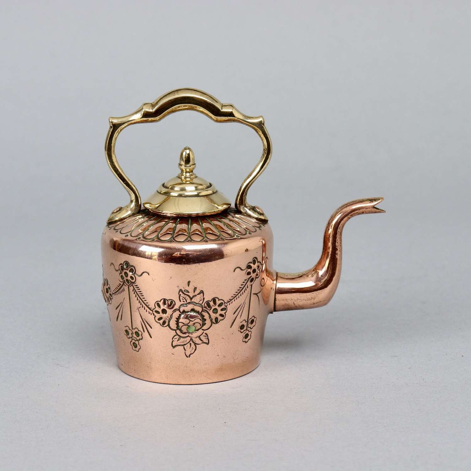 Miniature, Embossed, Copper Kettle