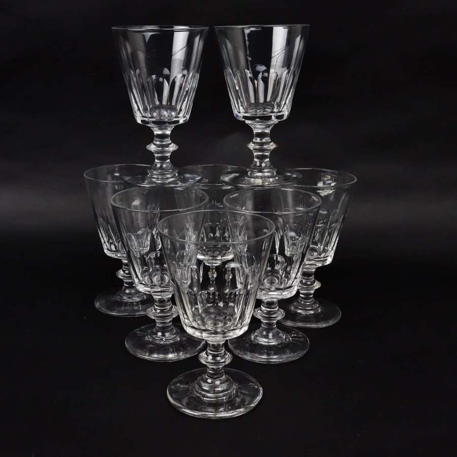Set of 8 French Crystal Wine Glasses