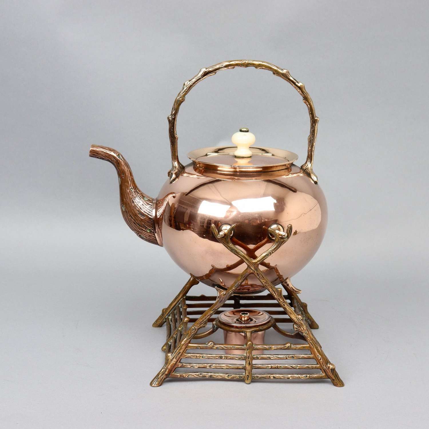 Arts and Crafts Copper Kettle on Stand