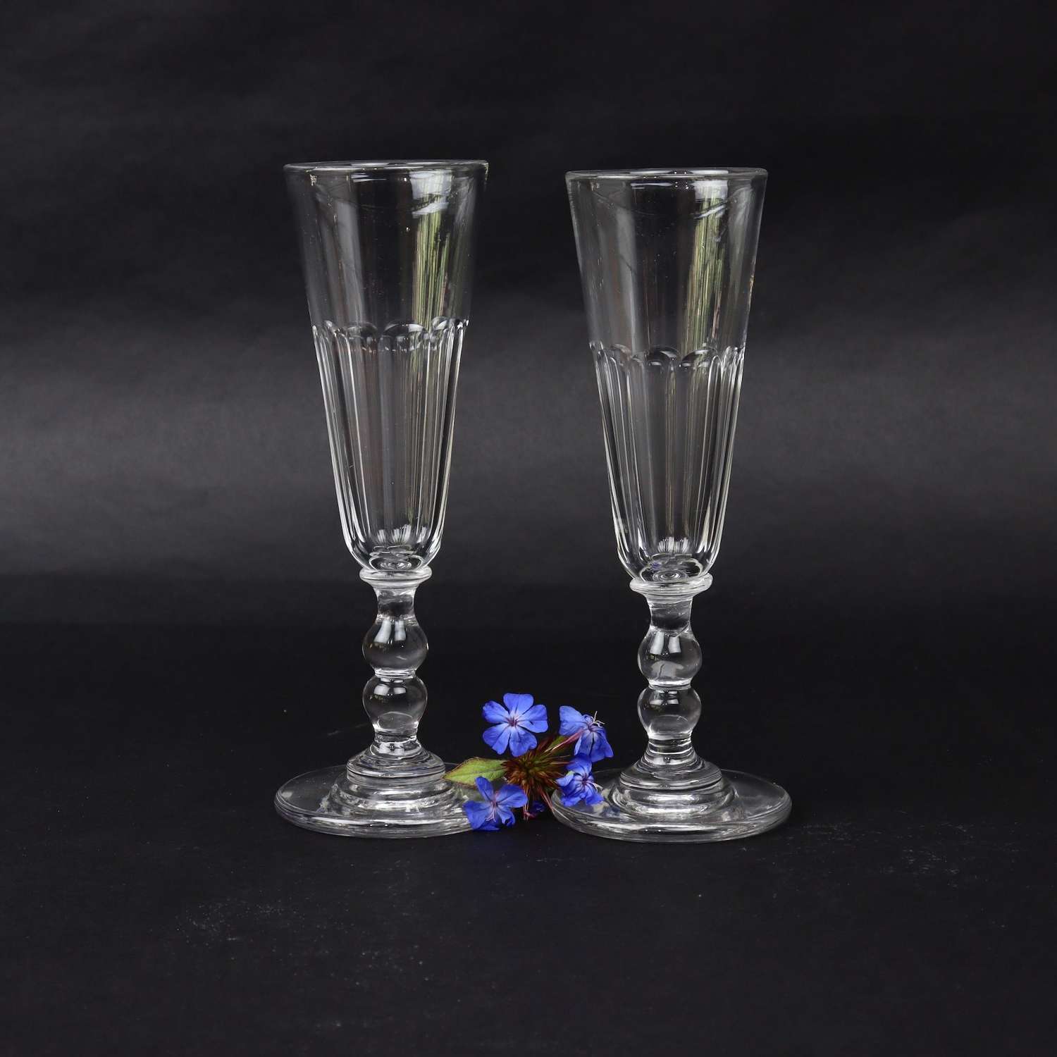 Pair of French Crystal Champagne Flutes