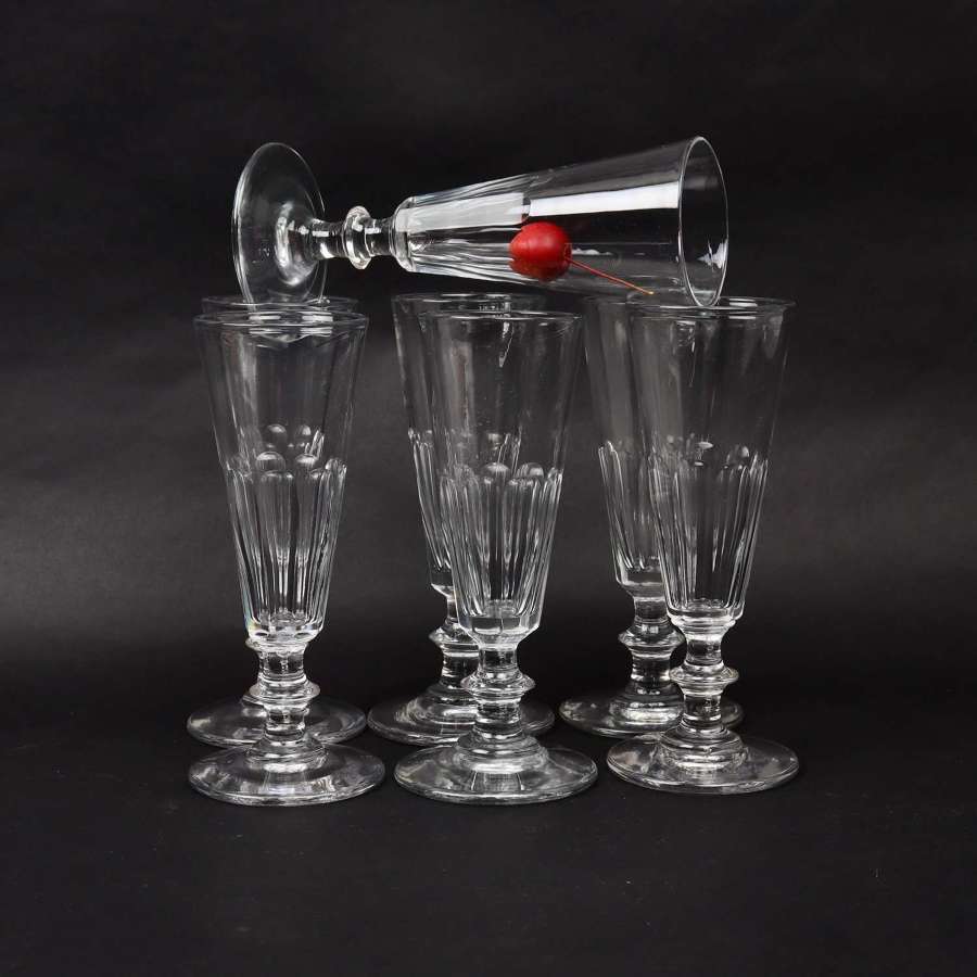 7 French Crystal Champagne Flutes